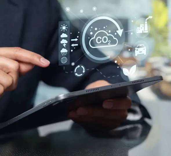 画像：CO₂排出量の“見える化”と削減実績に対応